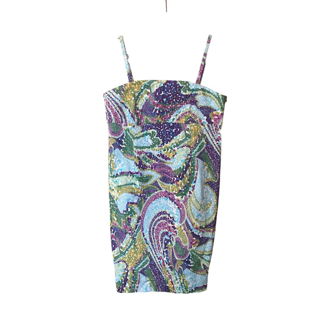 A Pea in the Pod maternity multicolored summer mini dress with adjustable straps